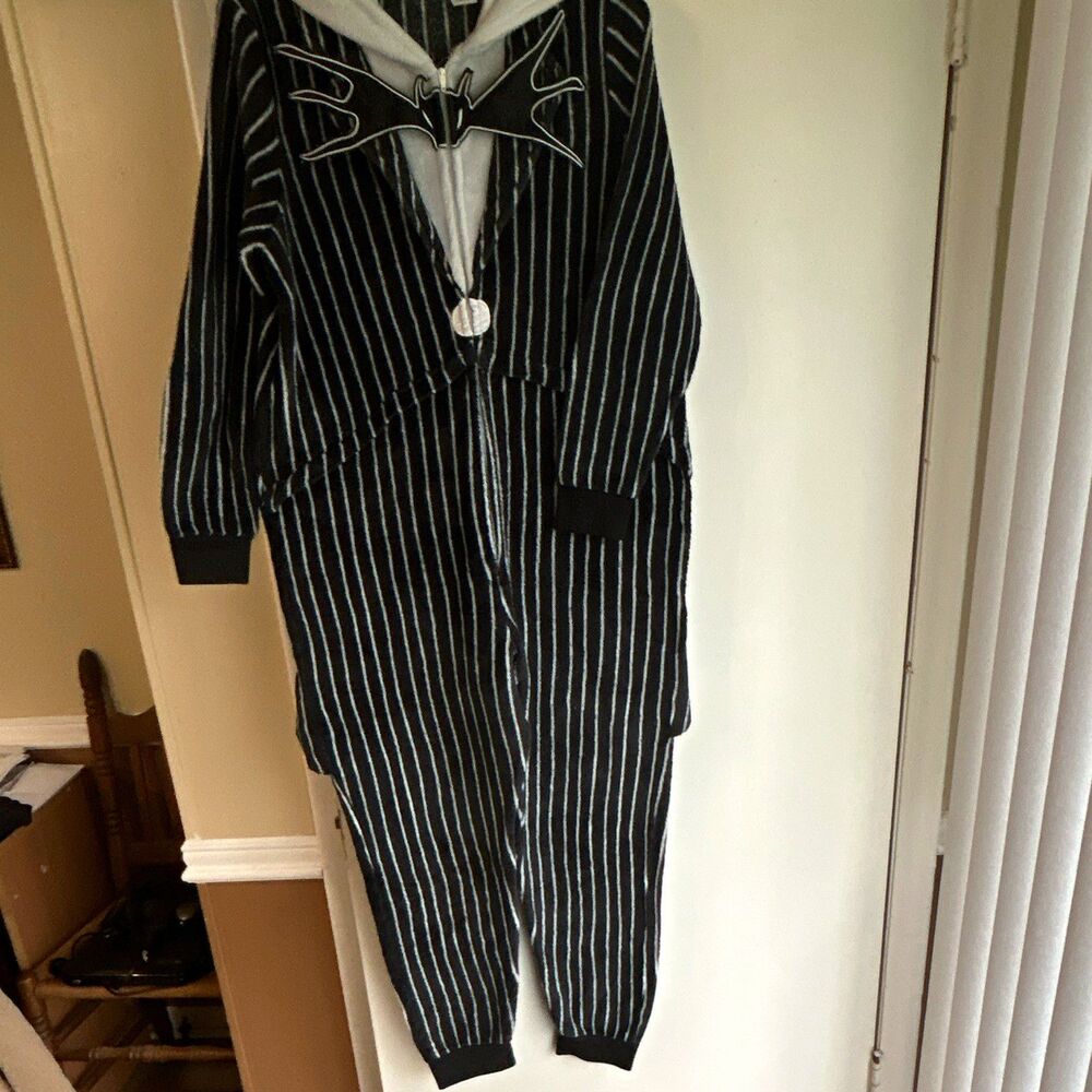 Disney Jack Skellington Nightmare Before Christmas Hooded Fleece Zip One piece L